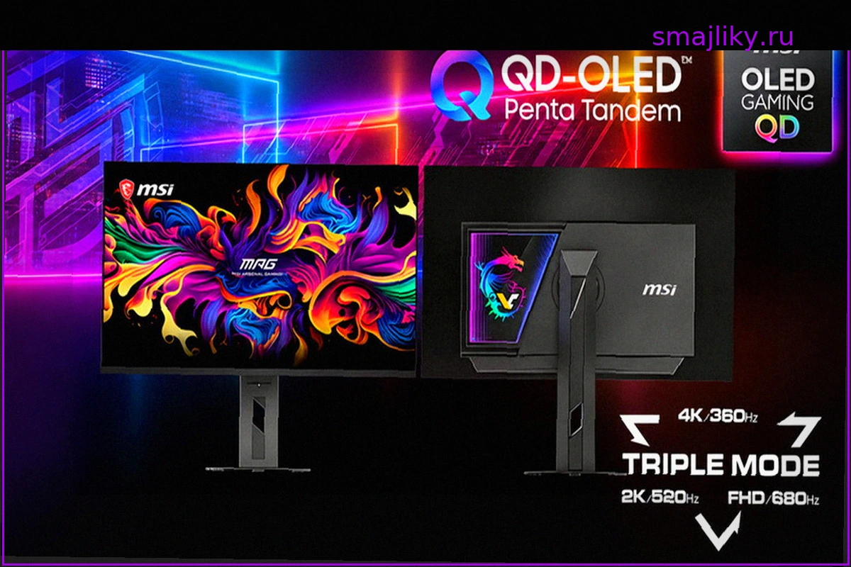 MSI анонсировала первый в мире игровой QD-OLED монитор с тройным режимом: 4K@360 Гц, 2K@520 Гц и FHD@680 Гц
